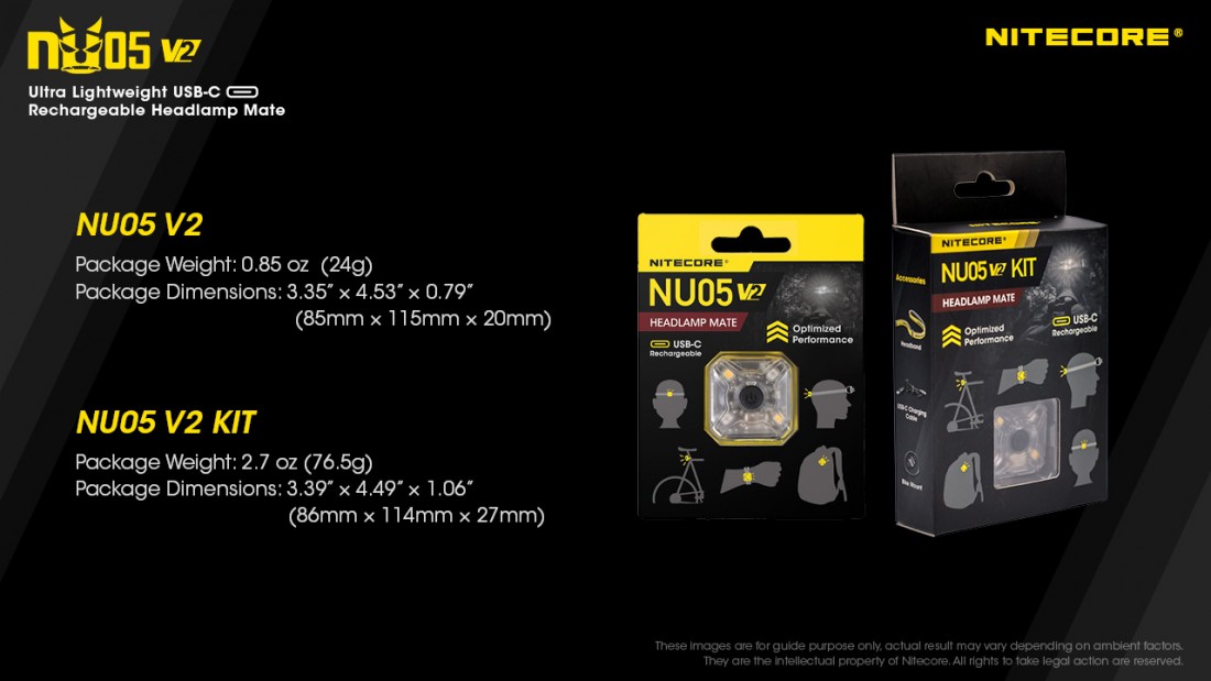Nitecore Elemlámpa NU05 V2 (akkumulátoros - tartozék) HP LED (40 lumen)