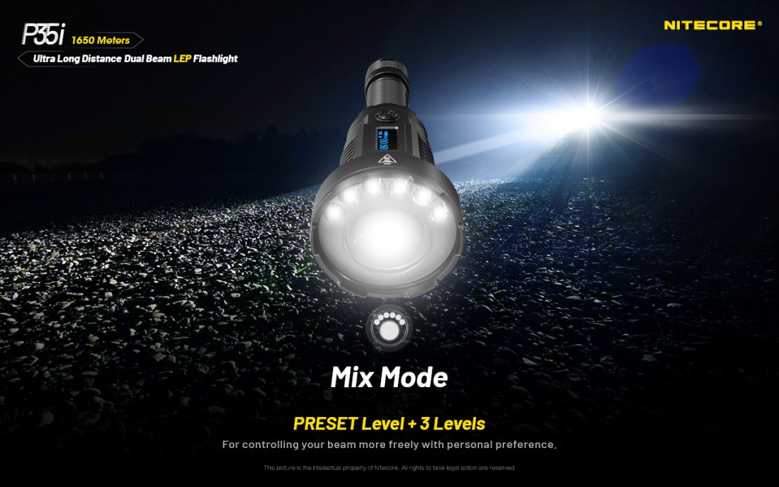 Nitecore Elemlámpa P35i (+1x21700 tartozék) 6xCREE XP-G3 LED (3000 lumen)
