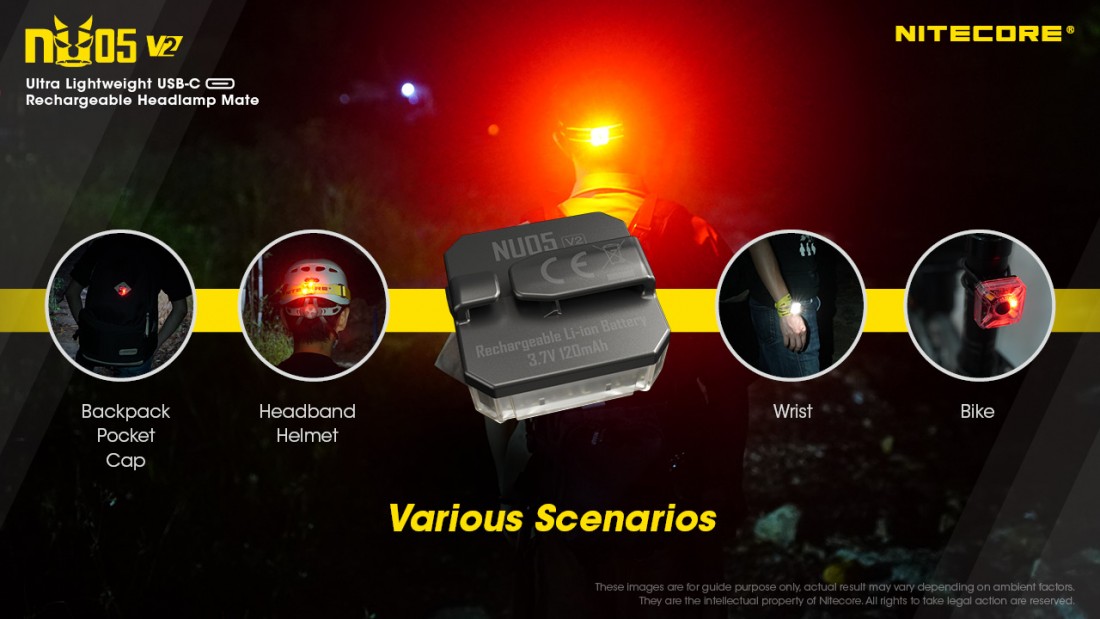 Nitecore Elemlámpa NU05 V2 KIT (akkumulátoros - tartozék) HP LED (40 lumen)
