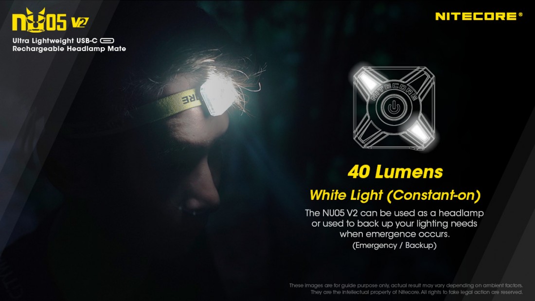 Nitecore Elemlámpa NU05 V2 KIT (akkumulátoros - tartozék) HP LED (40 lumen)