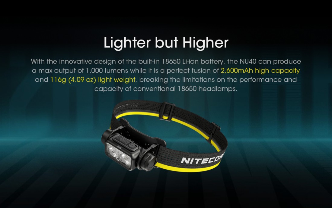 Nitecore Fejlámpa NU40 (akkumulátoros - tartozék) LUMINUS SST-20-W (1000 Lumen)_06