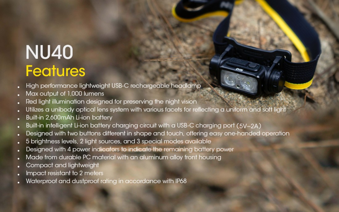 Nitecore Fejlámpa NU40 (akkumulátoros - tartozék) LUMINUS SST-20-W (1000 Lumen)_23