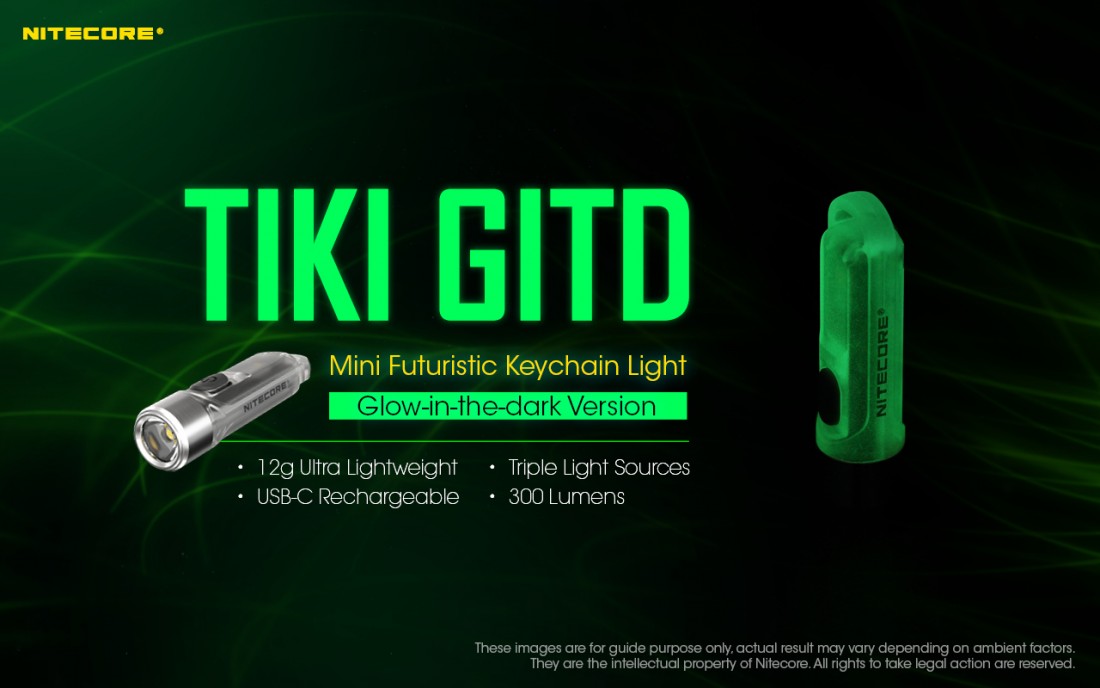 Nitecore Elemlámpa TIKI GITD (akkumulátoros) Osram P8 (300 lumen)