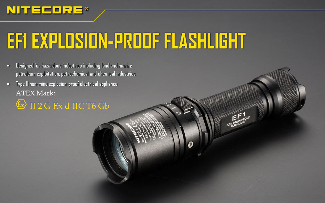 Nitecore Elemlámpa EF1 ATEX (1x18650) CREE XM-L2 U3 (830 lumen)