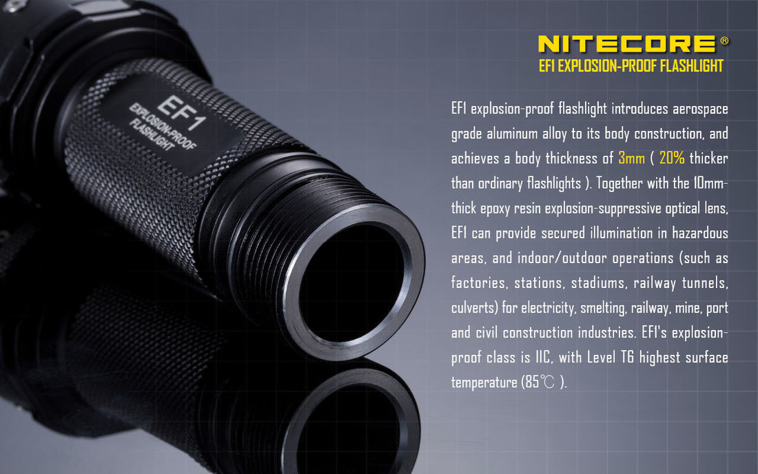 Nitecore Elemlámpa EF1 ATEX (1x18650) CREE XM-L2 U3 (830 lumen)