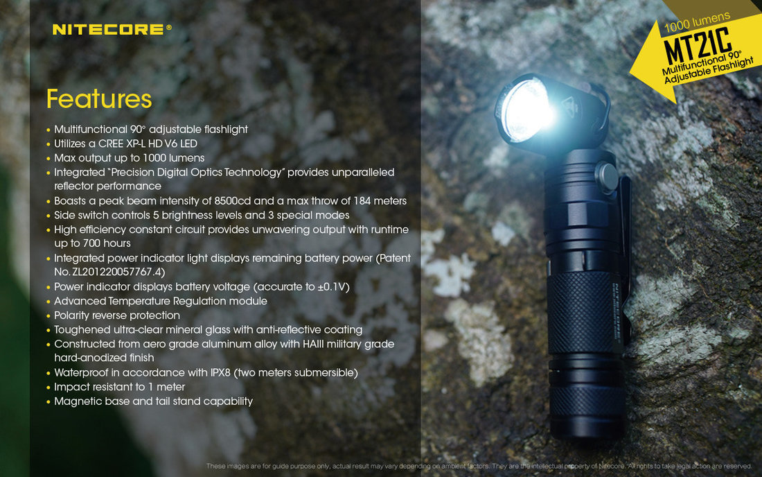 Nitecore Elemlámpa MT21C (1x18650) CREE XP-L HD V6 (1000 lumen)