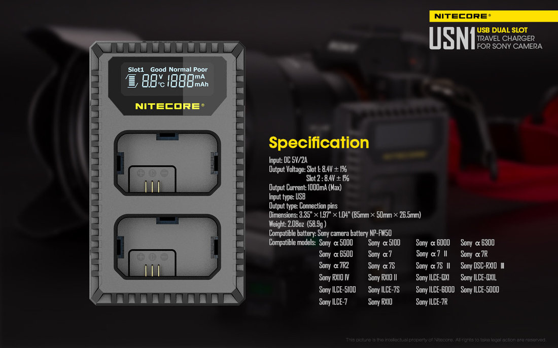 Nitecore Kellék Akkumulátor Töltő USN1
