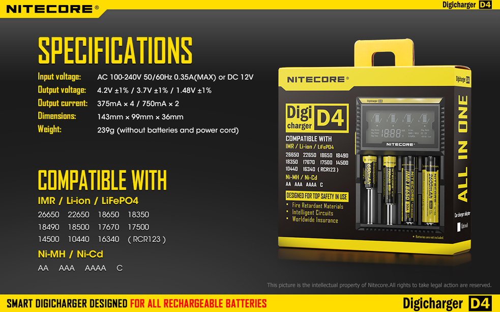 Nitecore Kellék Akkumulátor Töltő D4EU