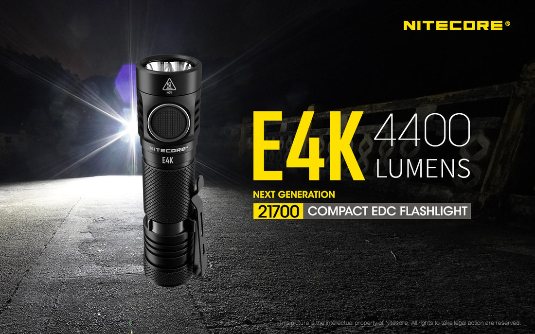 Nitecore Elemlámpa E4K (1x21700) 4xCREE XP-L2 V6 LED (4400 lumen)