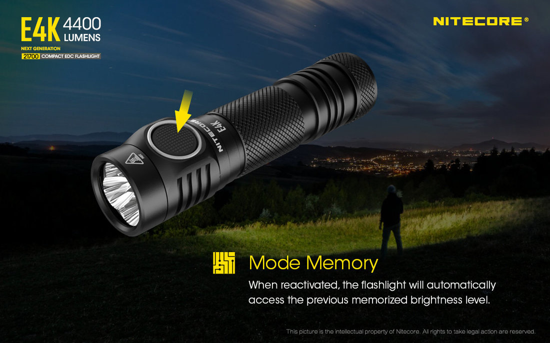 Nitecore Elemlámpa E4K (1x21700) 4xCREE XP-L2 V6 LED (4400 lumen)