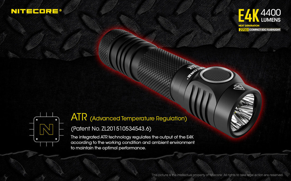 Nitecore Elemlámpa E4K (1x21700) 4xCREE XP-L2 V6 LED (4400 lumen)