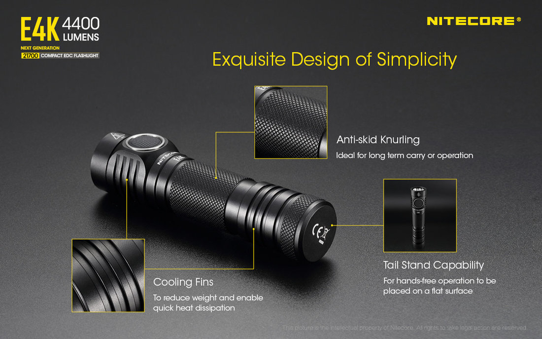 Nitecore Elemlámpa E4K (1x21700) 4xCREE XP-L2 V6 LED (4400 lumen)