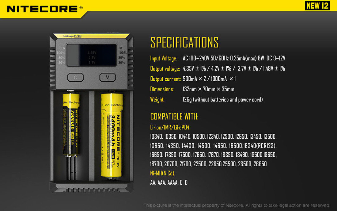Nitecore Kellék Akkumulátor Töltő i2