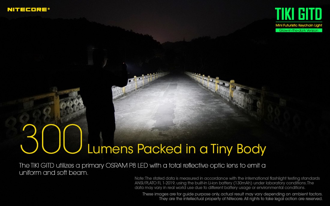 Nitecore Elemlámpa TIKI GITD (akkumulátoros) Osram P8 (300 lumen)