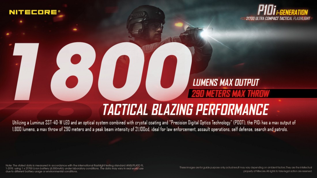 Nitecore Elemlámpa P10i (1x21700)  Luminus SST-40-W LED (1800 lumen)
