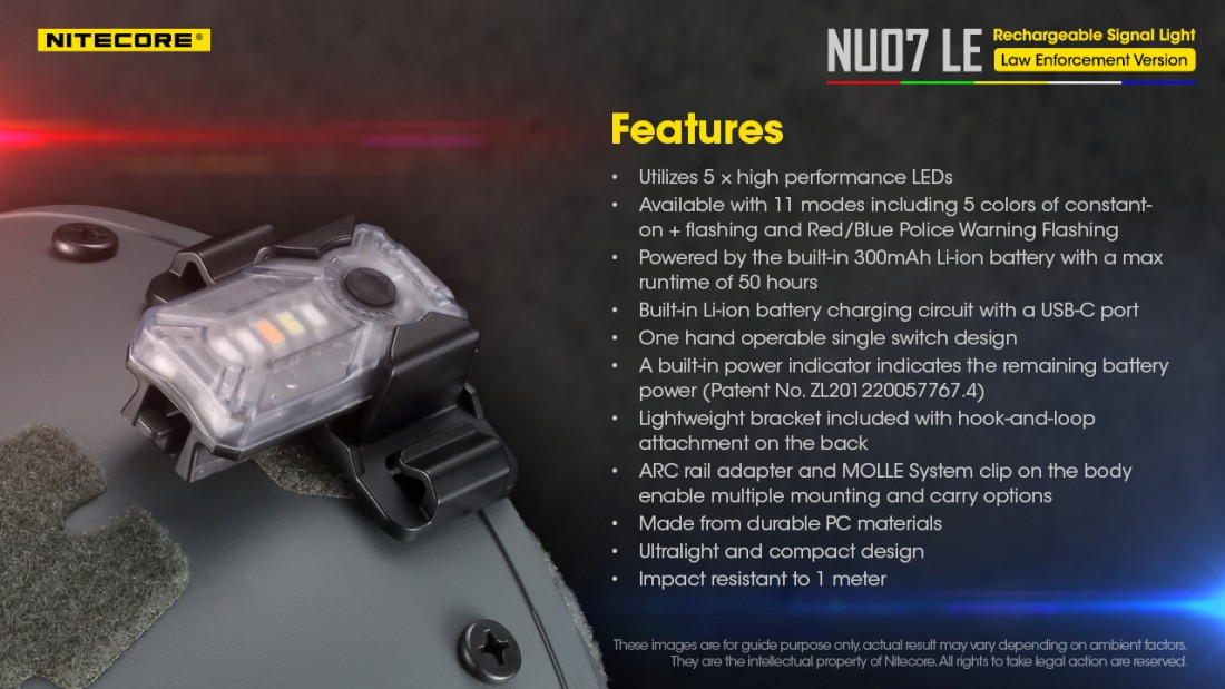 Nitecore Elemlámpa NU07LE (akkumulátoros) HP LED (15 lumen)