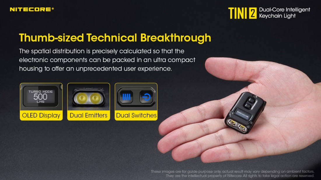 Nitecore Elemlámpa TINI 2 (akkumulátoros) OSRAM P8 (500 lumen) fekete