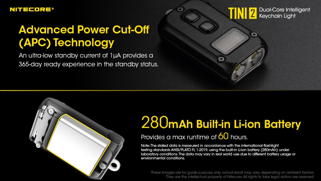 Nitecore Elemlámpa TINI 2 (akkumulátoros) OSRAM P8 (500 lumen) fekete