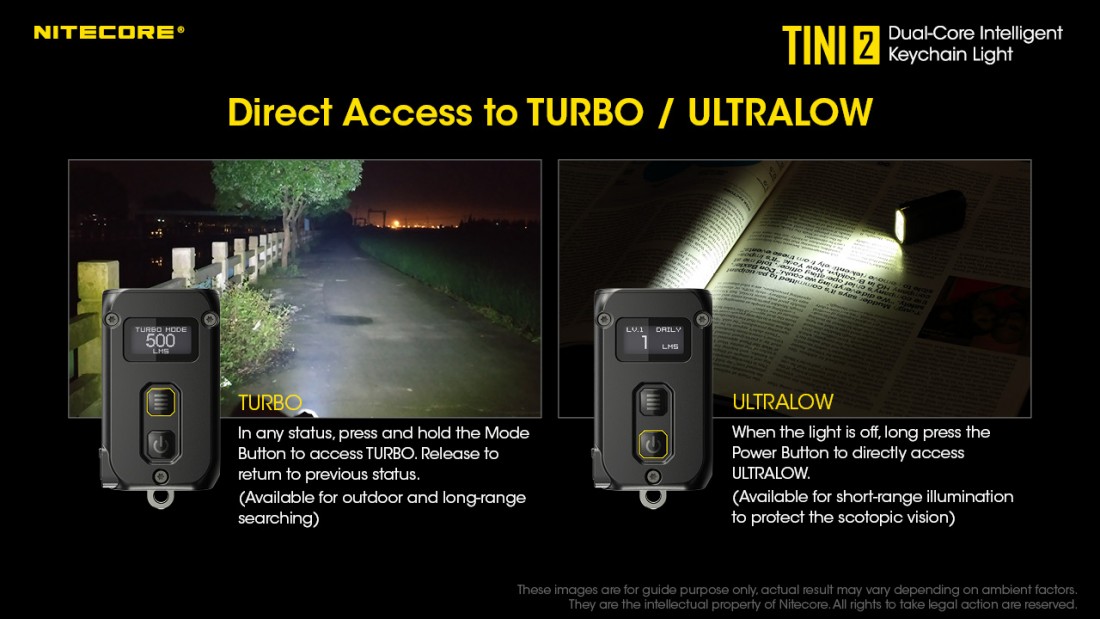 Nitecore Elemlámpa TINI 2 (akkumulátoros) OSRAM P8 (500 lumen) fekete
