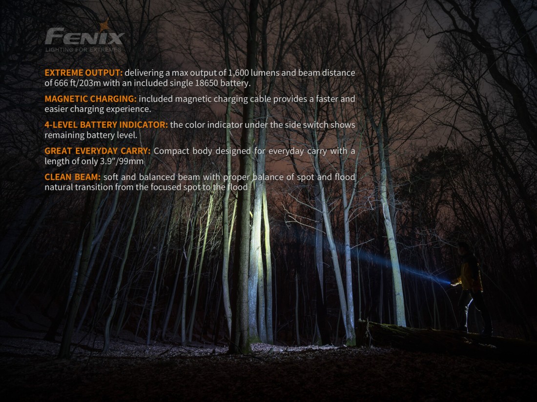 Fenix Elemlámpa E30R (1 x 18650) Luminus SST40 (1600 lumen)