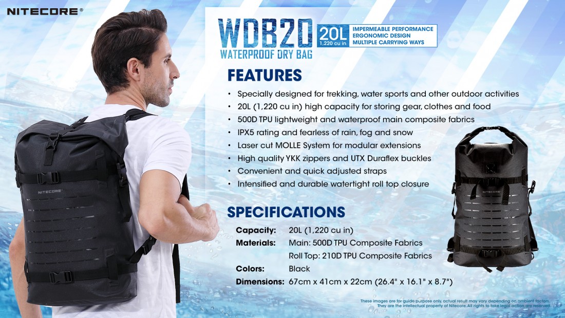Nitecore Kellék Vízhatlan Hátizsák WDB20 Fekete