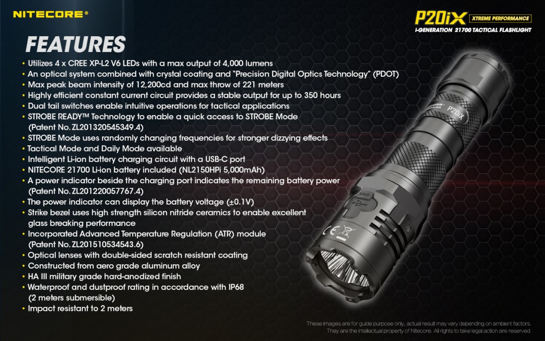 Nitecore Elemlámpa P20iX (1x21700 tartozék) CREE XP-L2 V6 (4000 lumen)