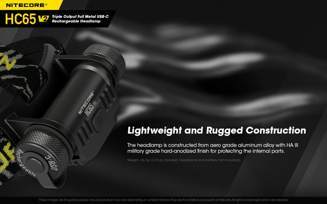 Nitecore Fejlámpa HC65V2 (18650 - tartozék) Luminus SST-40 (1750 lumen) + USB-C