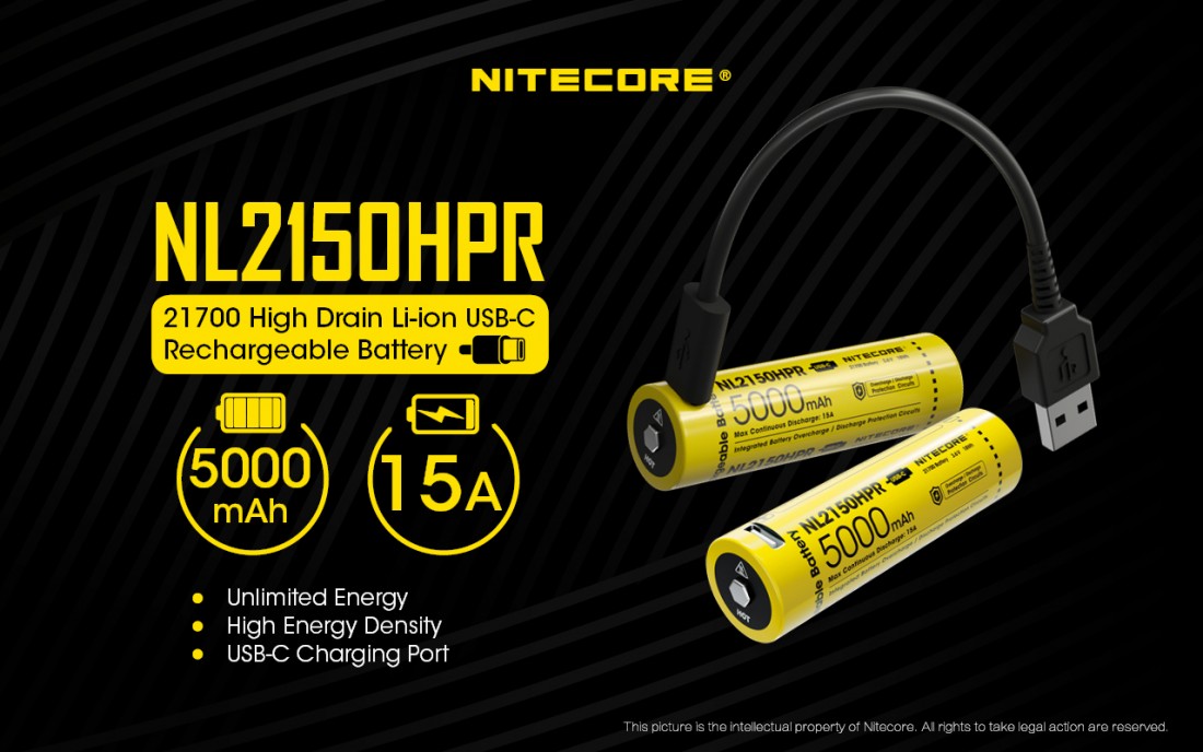 Nitecore Kellék Akkumulátor 21700 NL2150HPR 5000mAh 3,6V USB-s