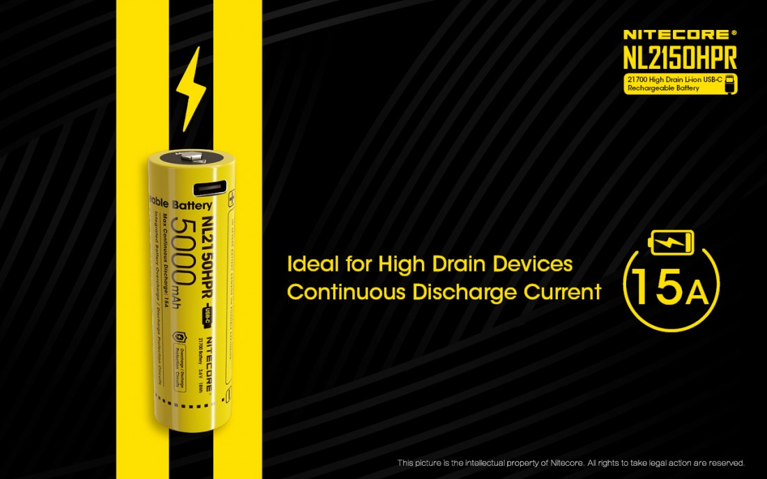 Nitecore Kellék Akkumulátor 21700 NL2150HPR 5000mAh 3,6V USB-s