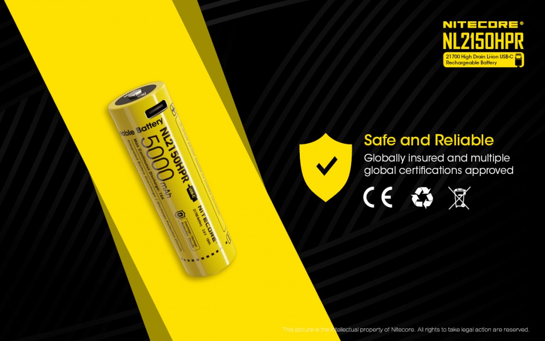 Nitecore Kellék Akkumulátor 21700 NL2150HPR 5000mAh 3,6V USB-s