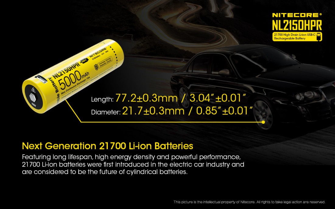 Nitecore Kellék Akkumulátor 21700 NL2150HPR 5000mAh 3,6V USB-s