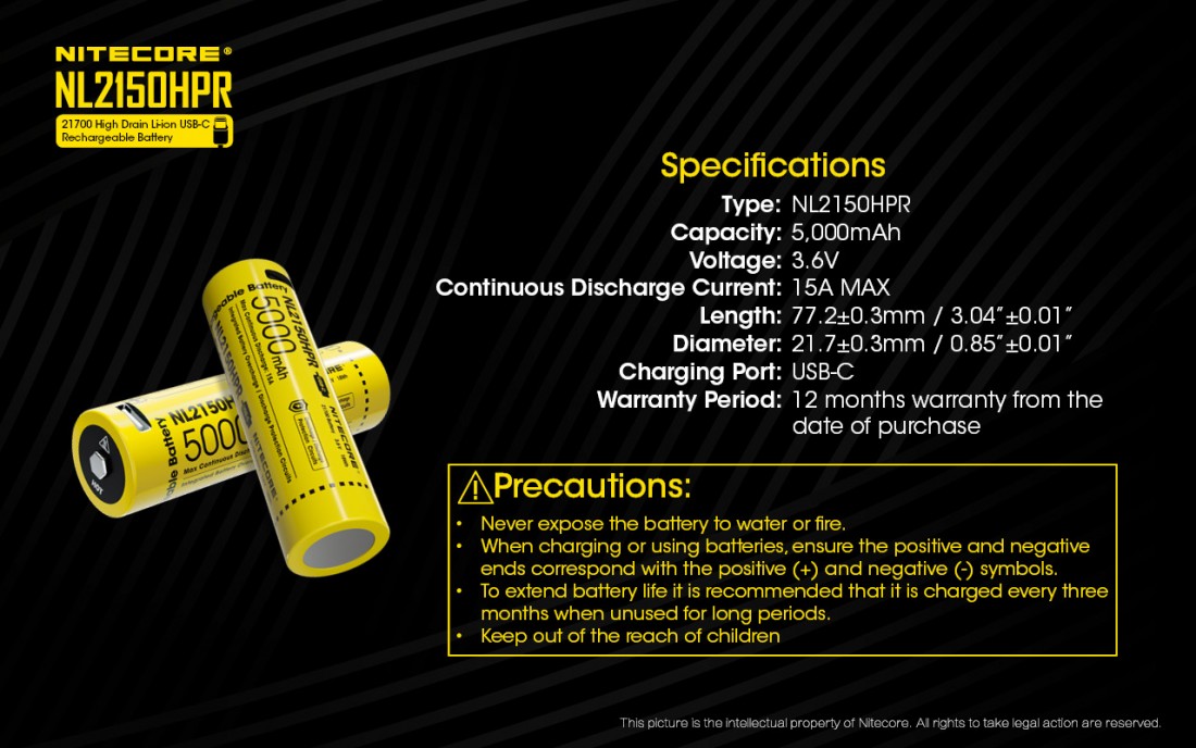 Nitecore Kellék Akkumulátor 21700 NL2150HPR 5000mAh 3,6V USB-s