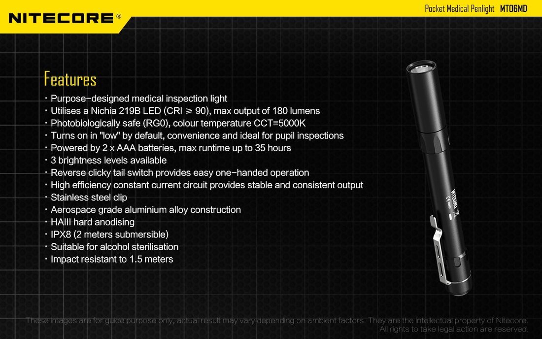 Nitecore MT06MD LED Elemlámpa 180 lumen